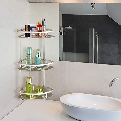 (Free Home Delivery) 3-Tier Aluminium Corner Bathroom Shelf