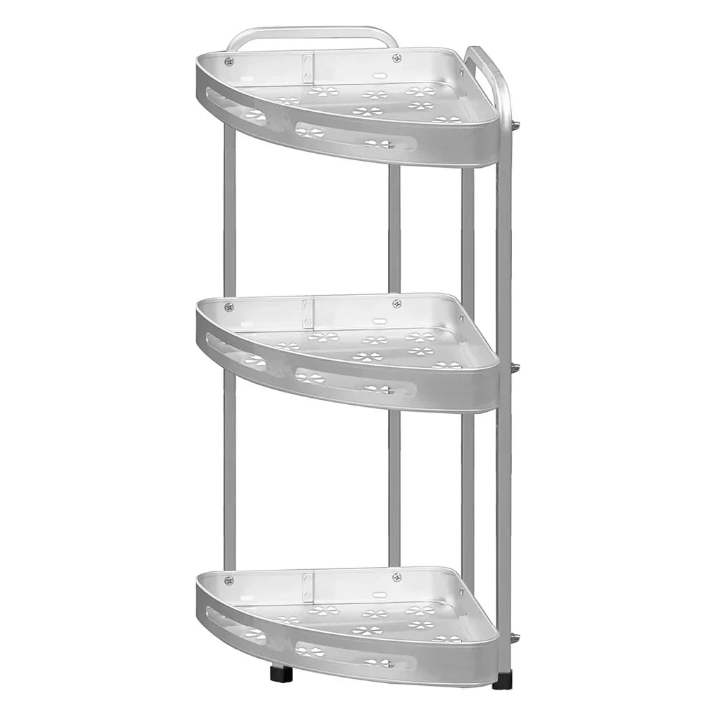 (Free Home Delivery) 3-Tier Aluminium Corner Bathroom Shelf