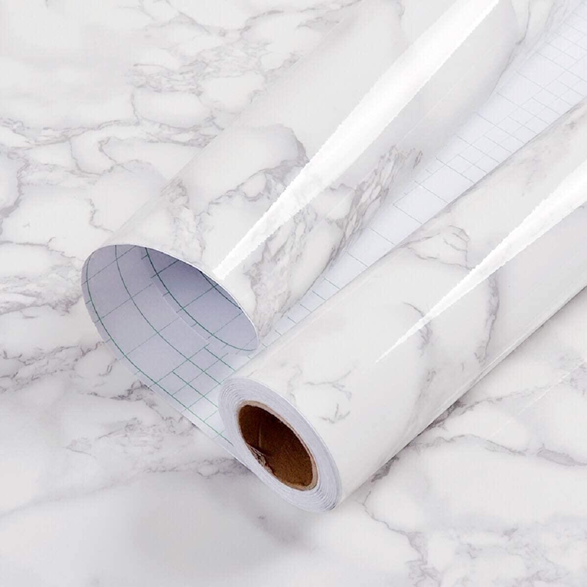 (Pack of 5) Self Adhesive White Marble Sheet for Kitchen - Waterproof Anti Oil & Heat Resistant Wallpaper Sheet (2 Feet x 6.5 feet)